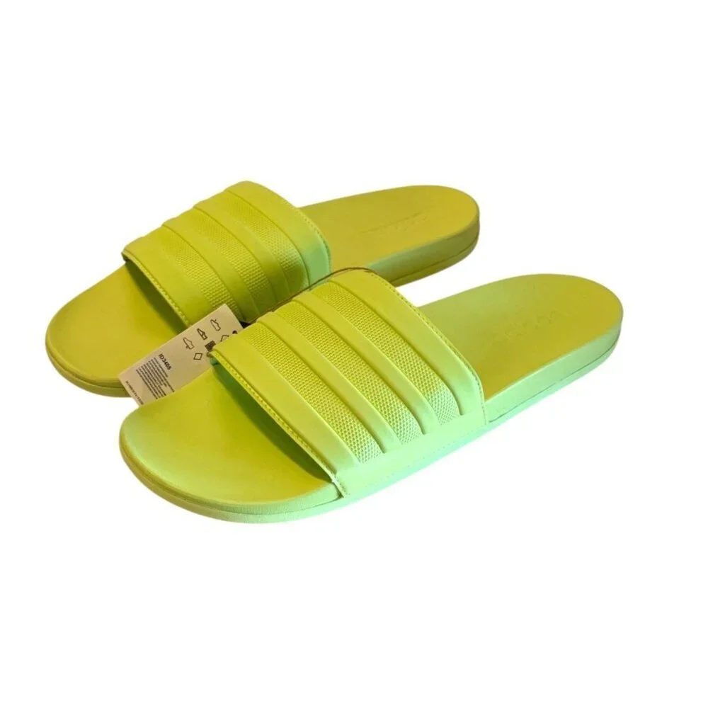 Adidas Men's Adilette Comfort Slides Neon Green Size  Slip On Comfort Sz 17 NIB